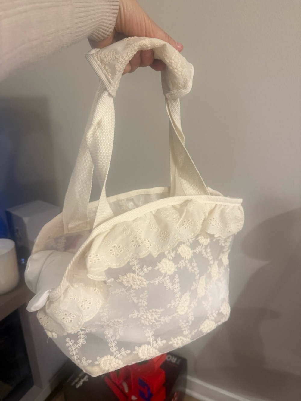 Dog bag Cream Embroidered